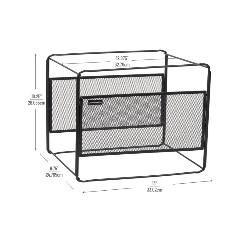 Mind Reader Hanging File Folder Organizer, Desktop Organizer, Storage, Office, Metal Mesh, 13" L x 9.75" W x 10.25" H, Black - Image 3